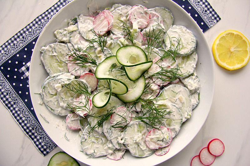 Cucumber Radish & Dill Salad - Keto & Low Carb Vegetarian Recipes