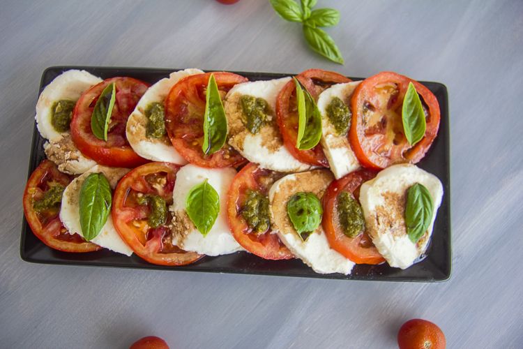 tomato and mozzarella slices make a caprese salad