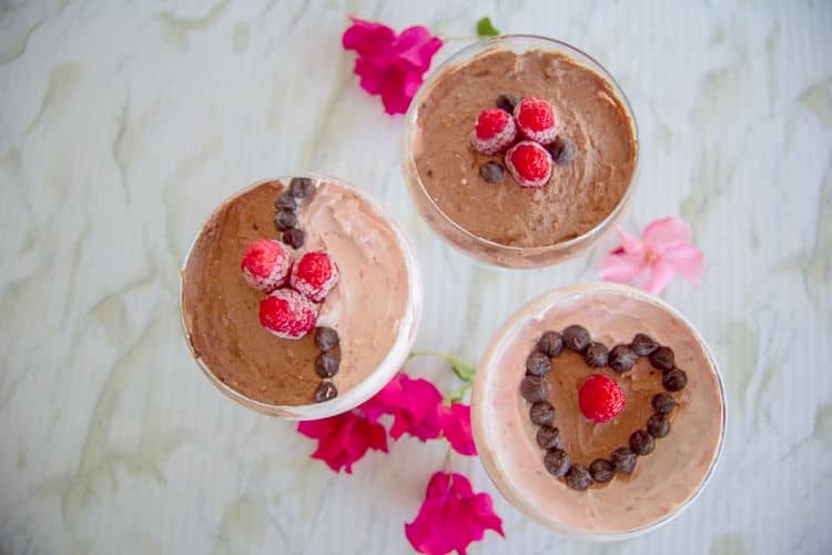 keto cheesecake mousse with raspberries & cocoa