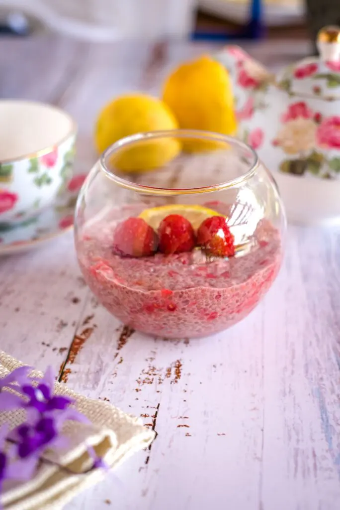 chia pudding with lemon and raspberry