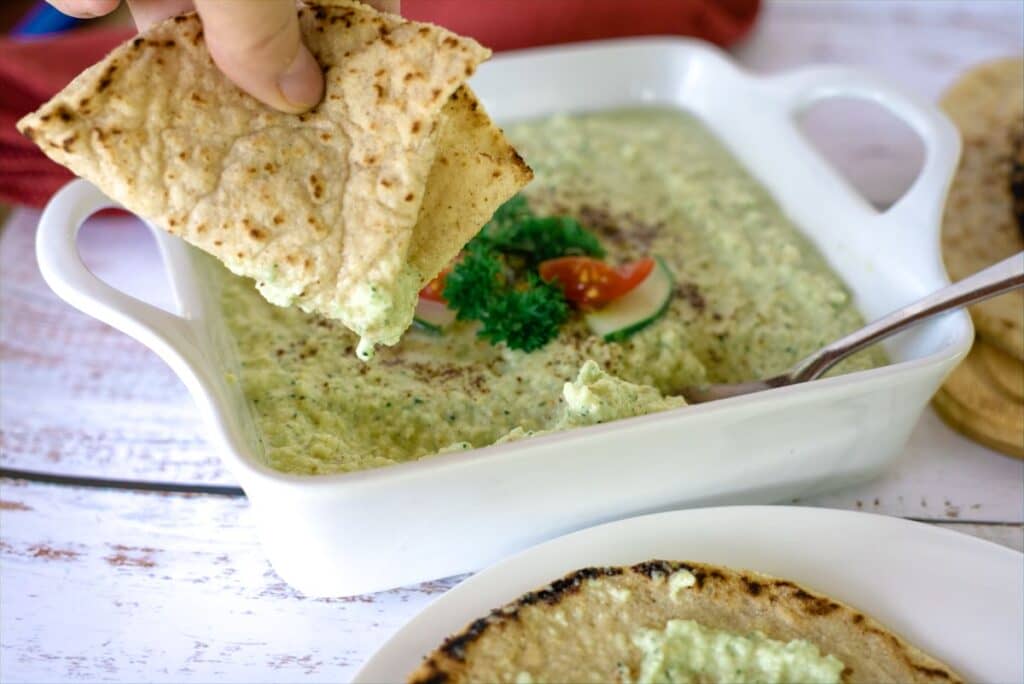 keto flatbread with artichoke dip