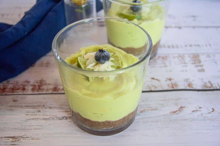 avocado key lime pie in a glass