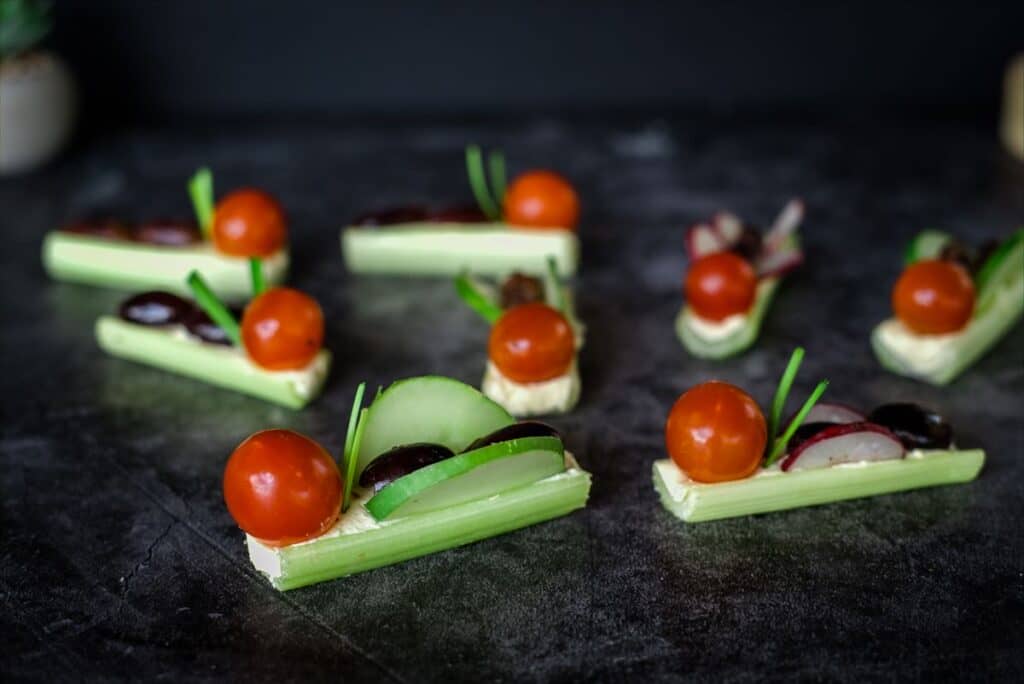 celery snacks in bug shapes