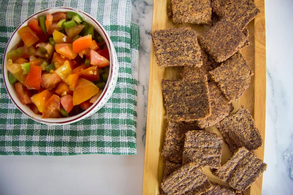 flaxseed crackers with Cheddar cheese