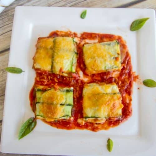 zucchini parcels in a tomato sauce