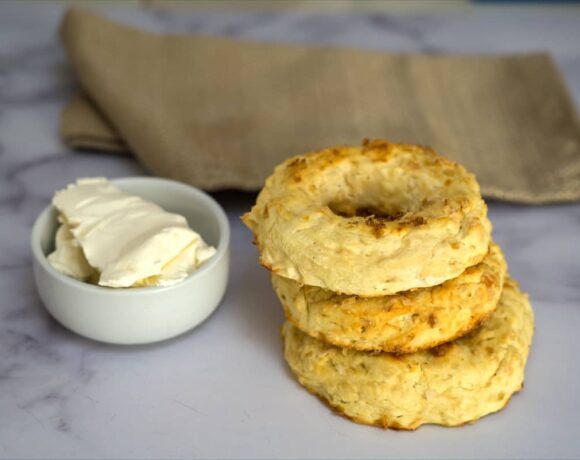 stacked onion bagels