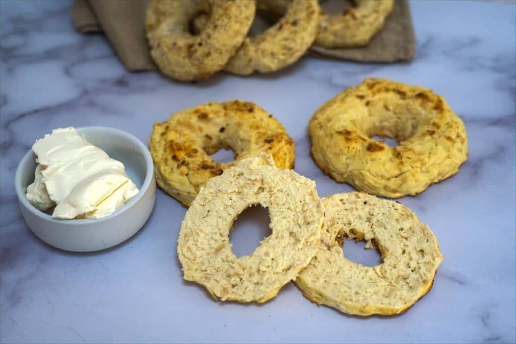 onion bagels split in half