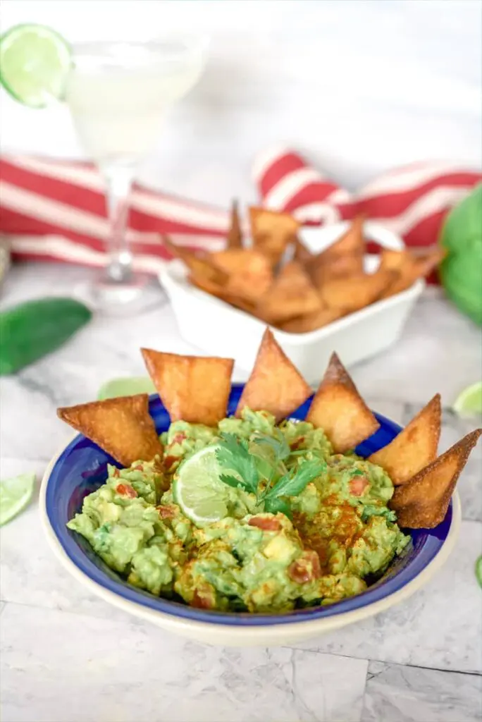 guacamole with nacho chips