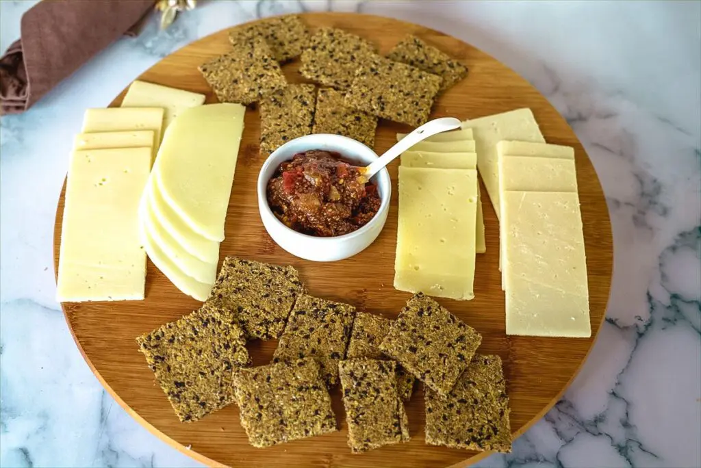 chia jam with cheese and crackers