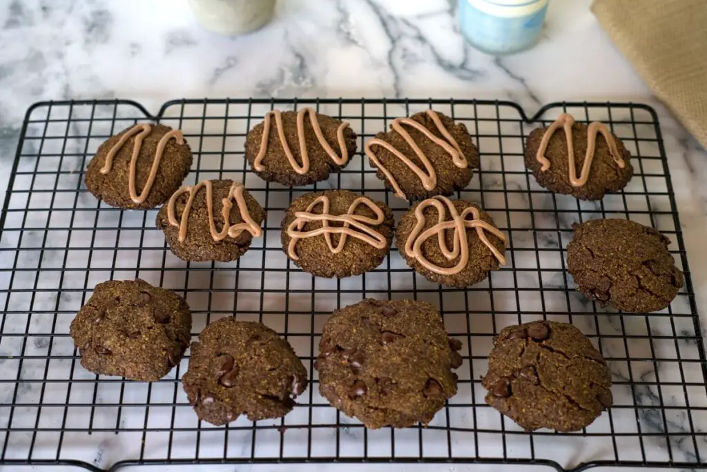 almond butter cookies on a cooling tray