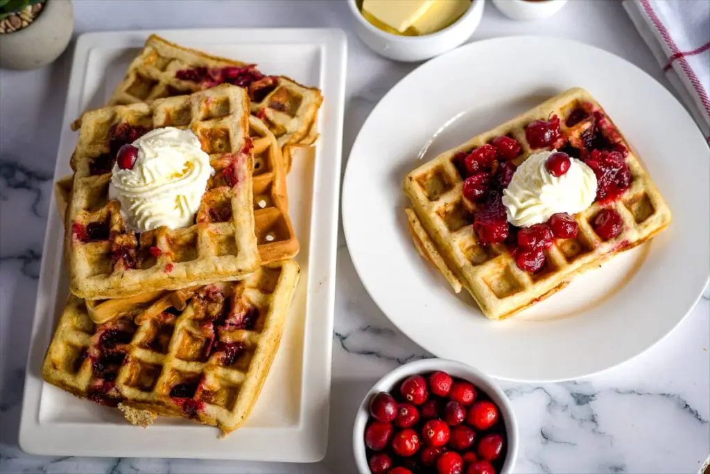 soft waffles with cranberries