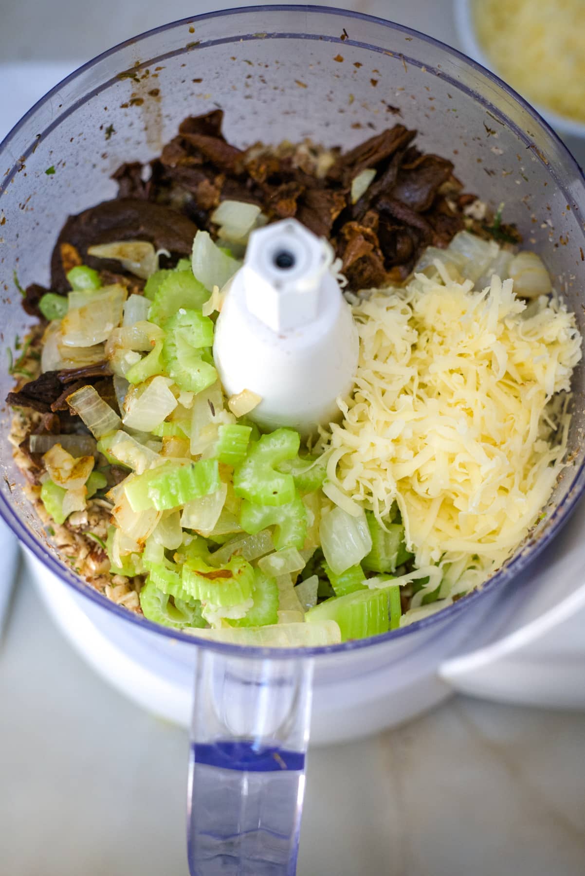 nut roast ingredients in processor