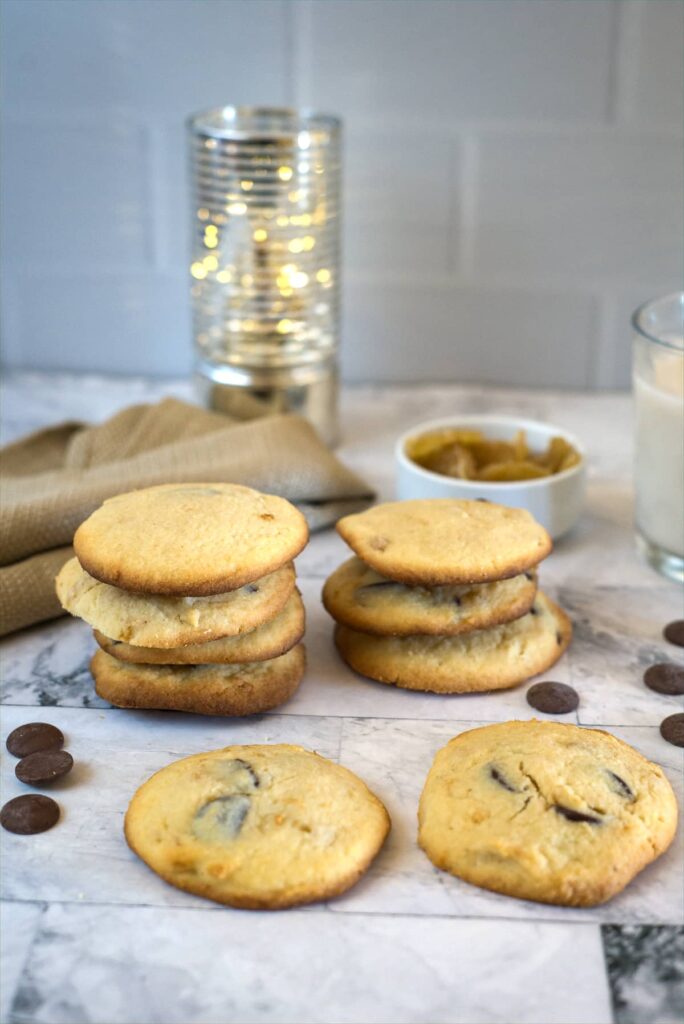 candied ginger cookies with chocolate chips