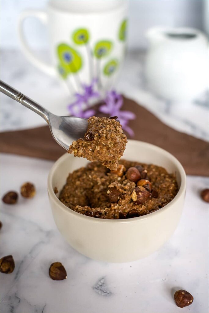 chocolate hempseed oatmeal with hazelnuts