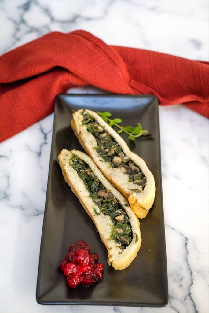 slices of mushroom spinach wellington