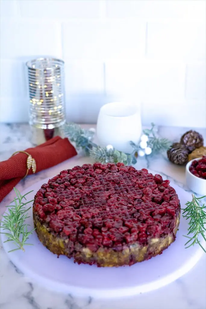 nut roast with cranberry topping