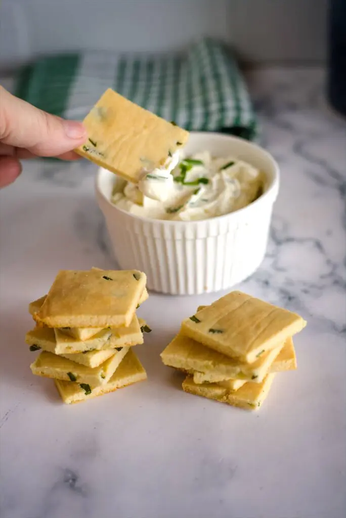 almond flour crackers with a dip