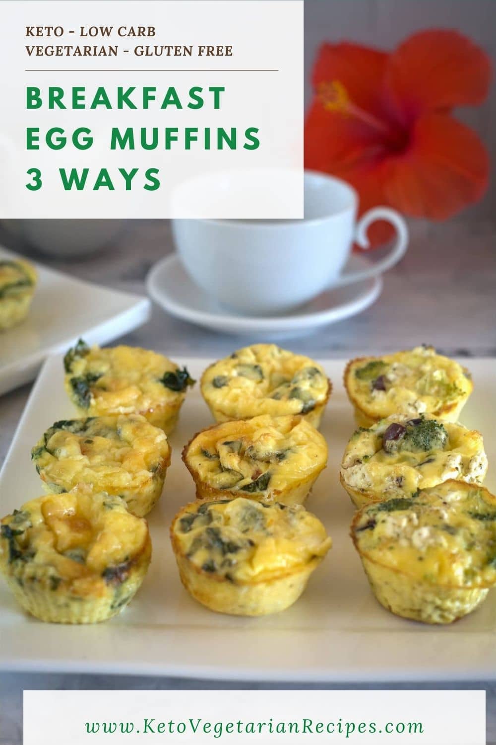 Keto Breakfast Egg Muffins - 3 Ways - Keto & Low Carb Vegetarian Recipes