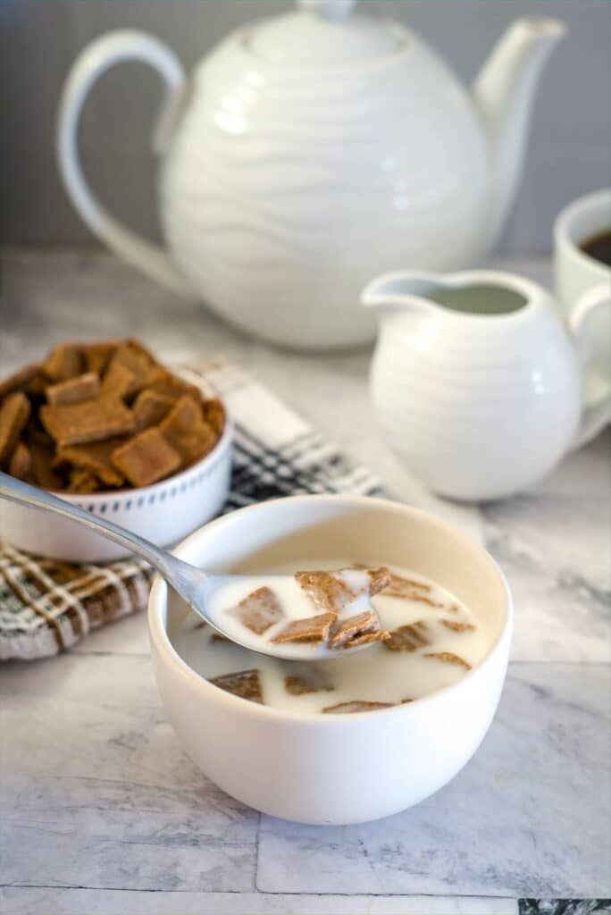 almond butter squares served with almond milk