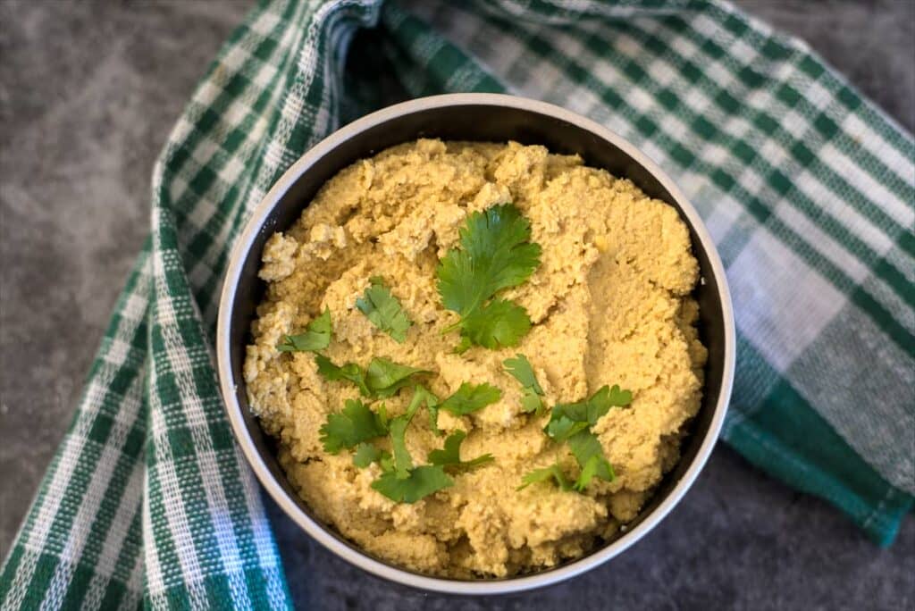 lupini beans mashed in a bowl