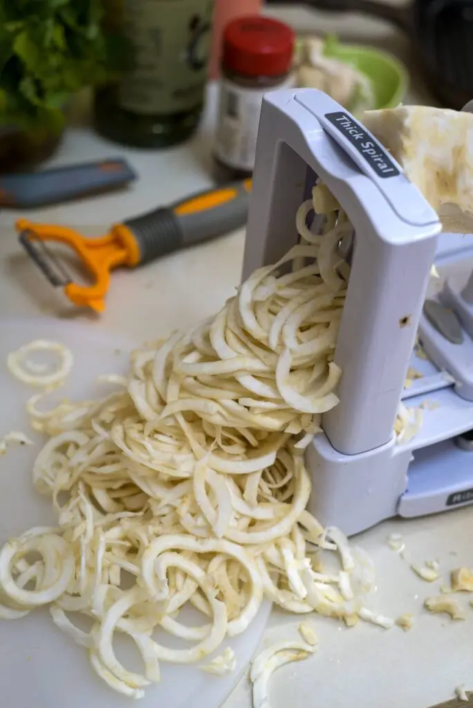 celery noodles in spiralizer