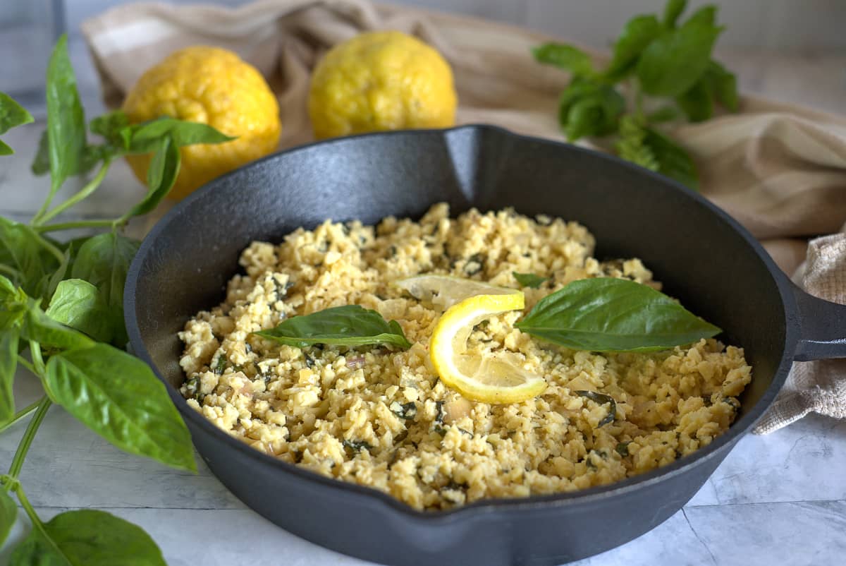 Lemon Basil Cauliflower Risotto - Keto & Low Carb Vegetarian Recipes