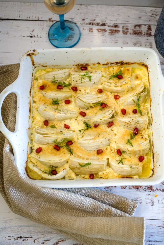 roasted fennel in a cheesy sauce