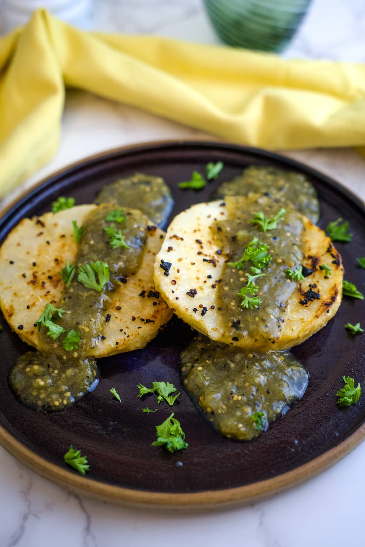 celeriac steaks with sauce