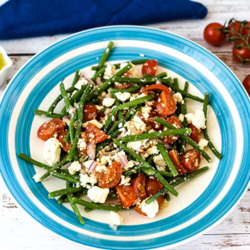Green Bean Tomato Feta Salad - Keto & Low Carb Vegetarian Recipes