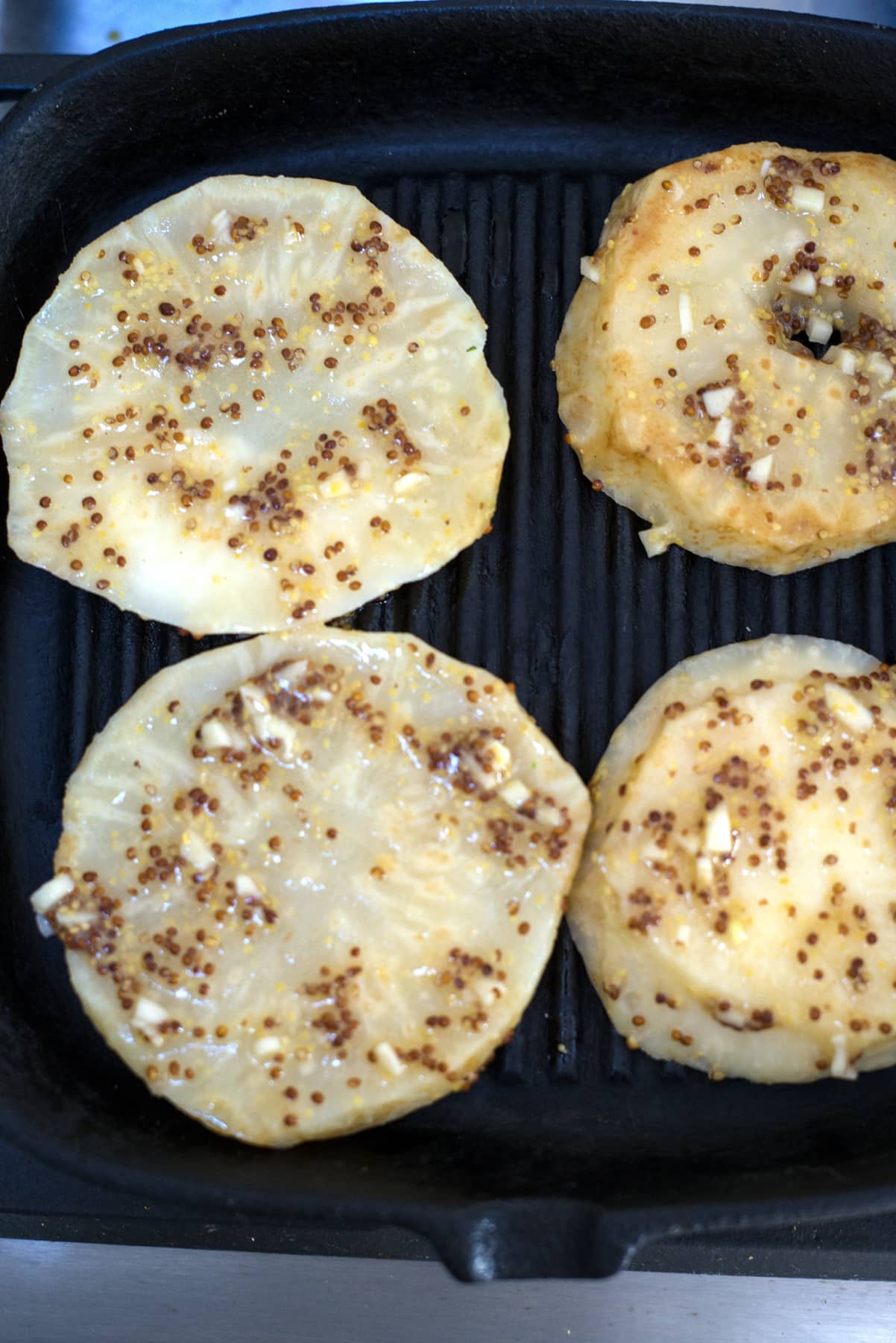 grilled celeriac slices