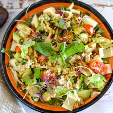 avocado and palm hearts salad on a plate