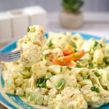 cauliflower salad on a form