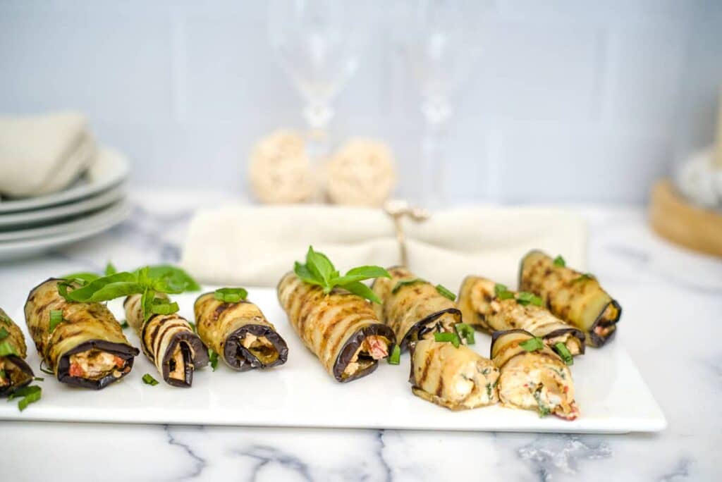 eggplant roll ups on a plate