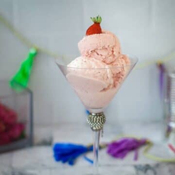 strawberry ice cream in a glass