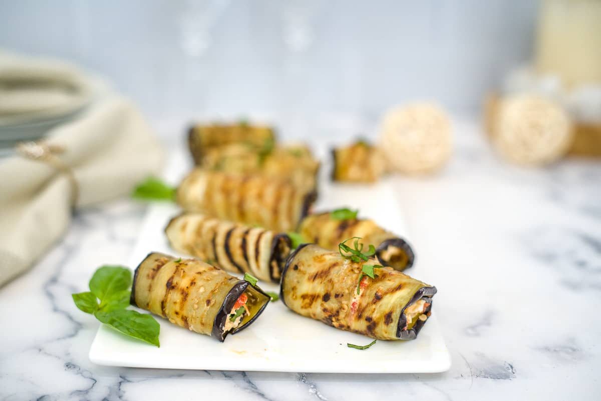 Grilled Eggplant Roll Ups - Keto & Low Carb Vegetarian Recipes