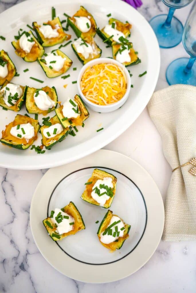 loaded zucchini skins on a plate