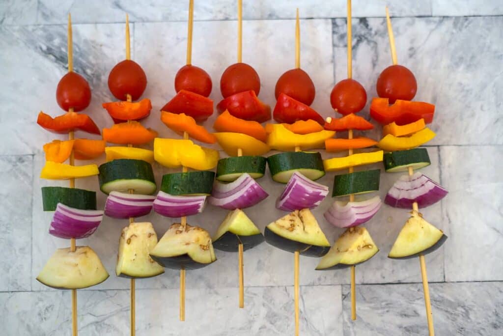 rainbow vegetable kebabs