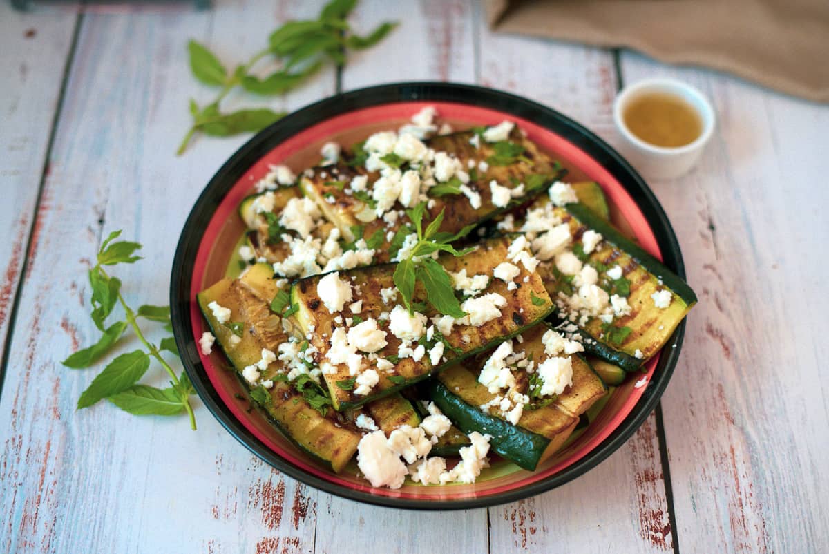 Grilled Zucchini Salad with Feta & Mint - Keto & Low Carb Vegetarian Recipes