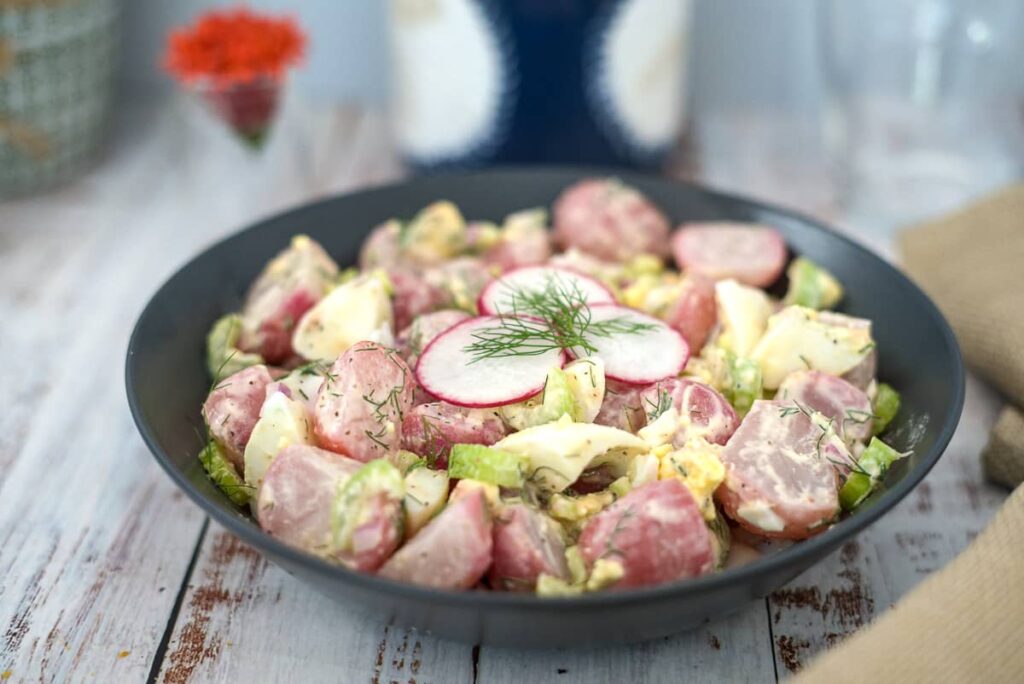fake potato salad with radishes