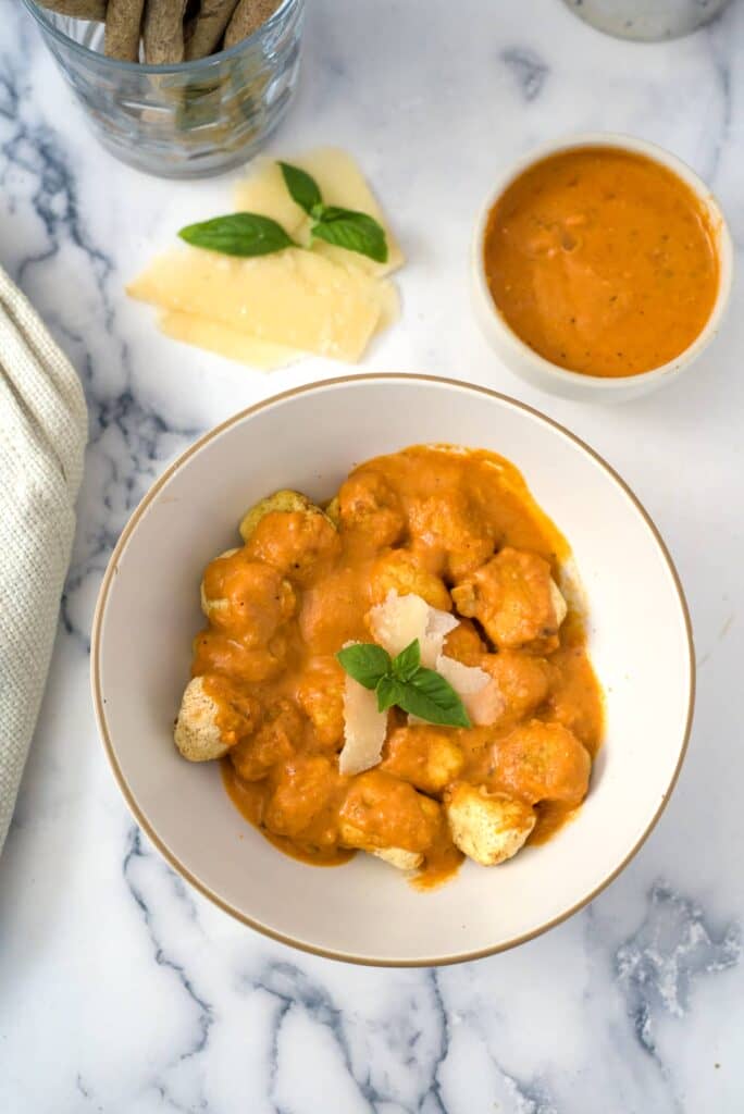 vodka sauce with cauliflower gnocchi