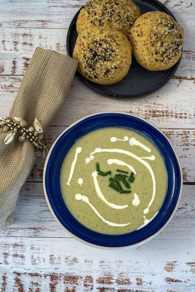 vegetarian broccoli goats cheese soup