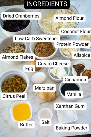 A list of ingredients for a cranberry granola recipe.