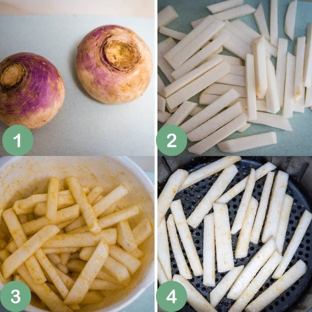 air fryer turnip fries process