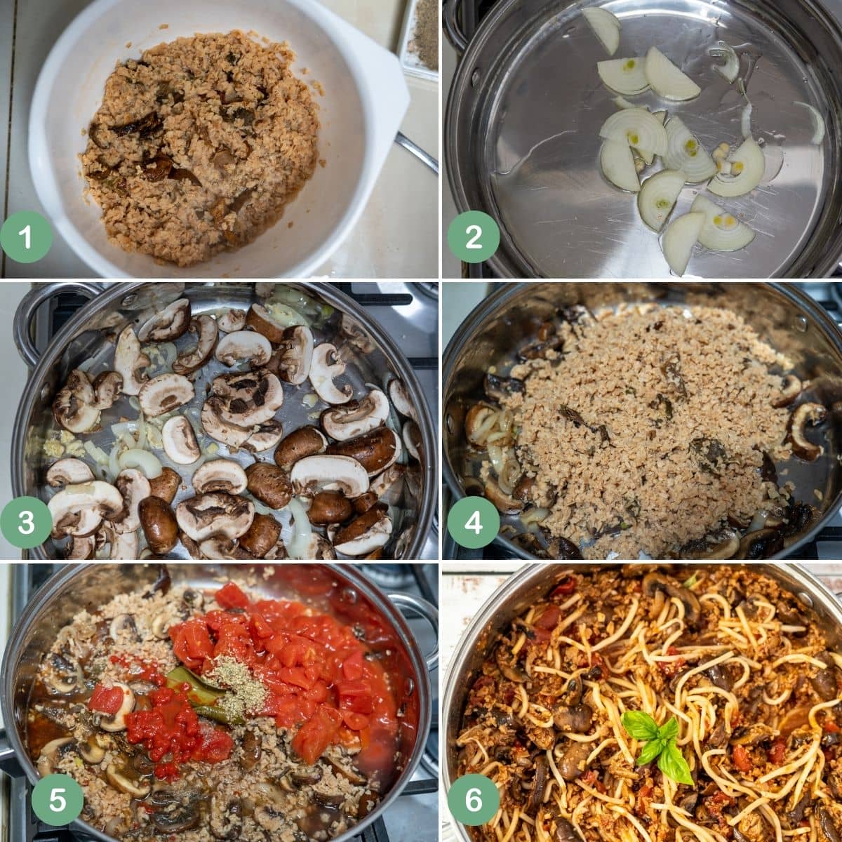 process of vegan bolognese process