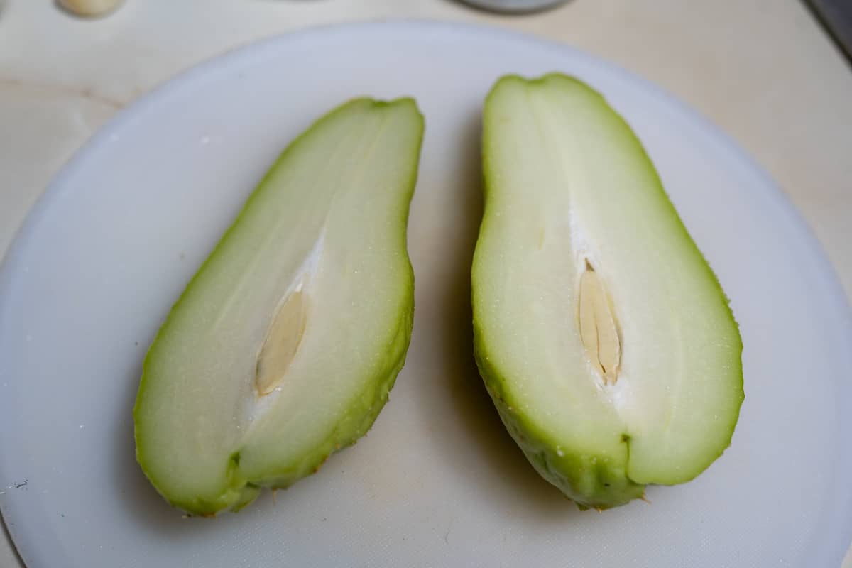 chayote sliced lengthways