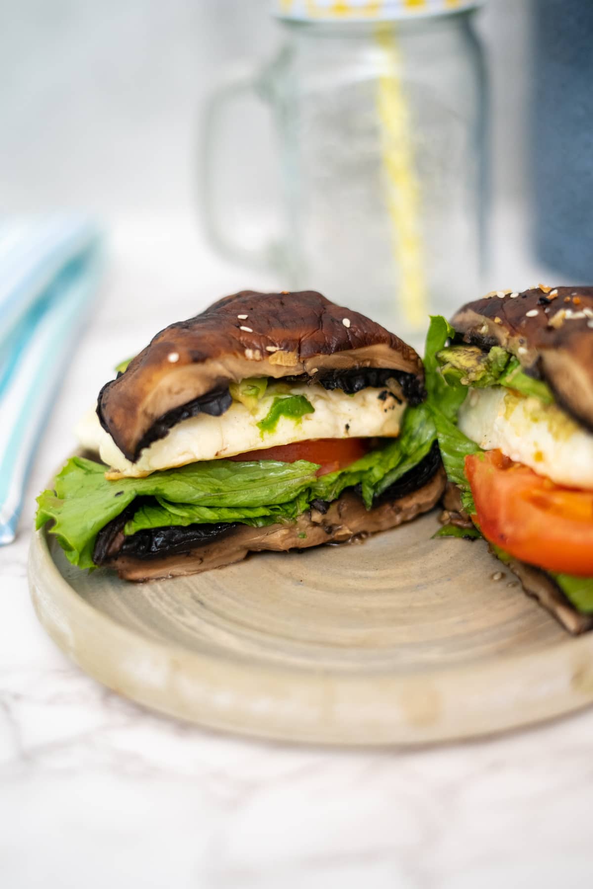 mushroom halloumi burger