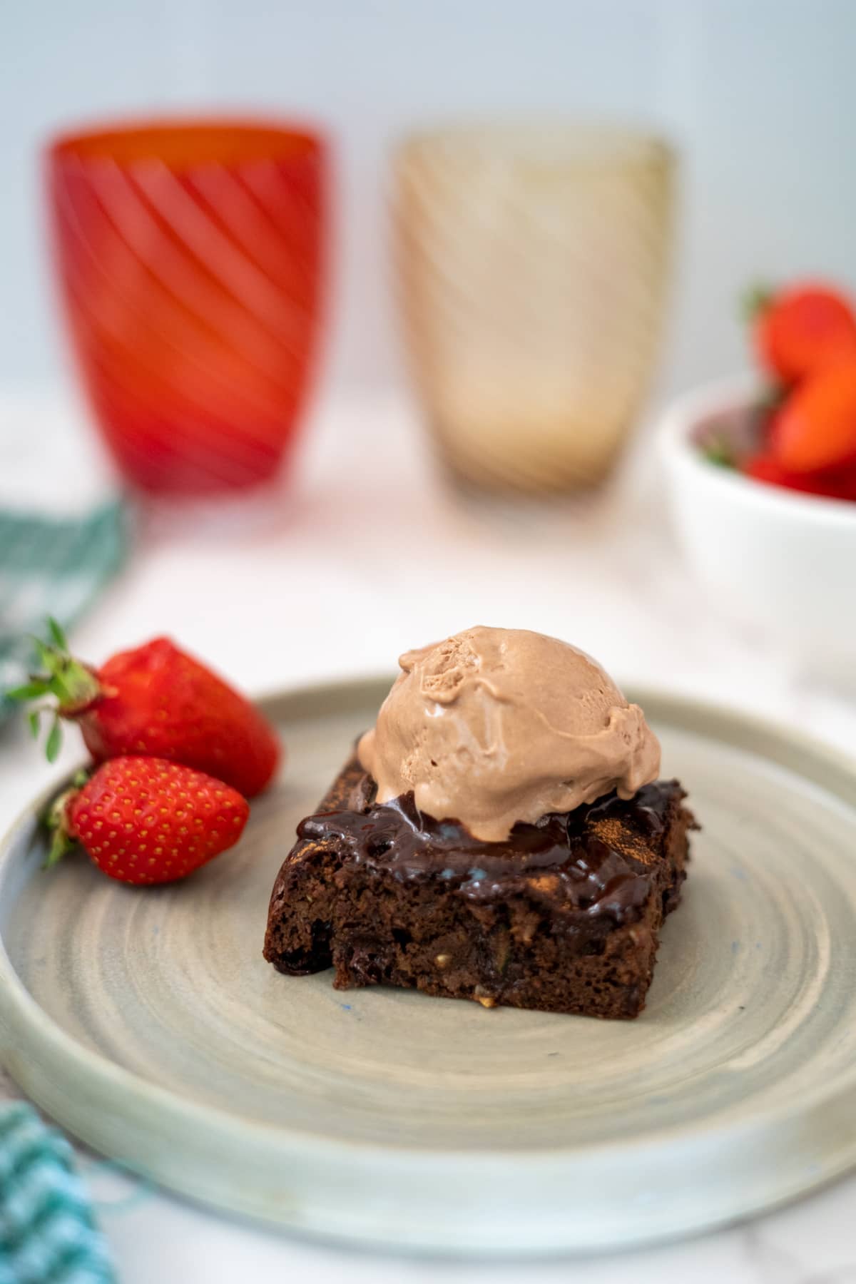 tahini brownies with ice cream