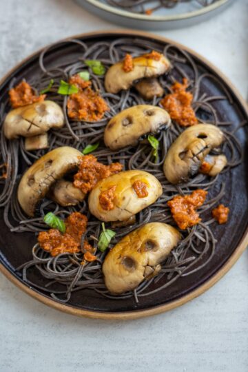 mushroom skulls with pasta