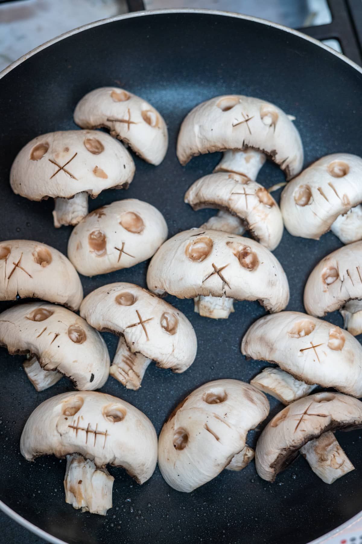carved mushroom skulls