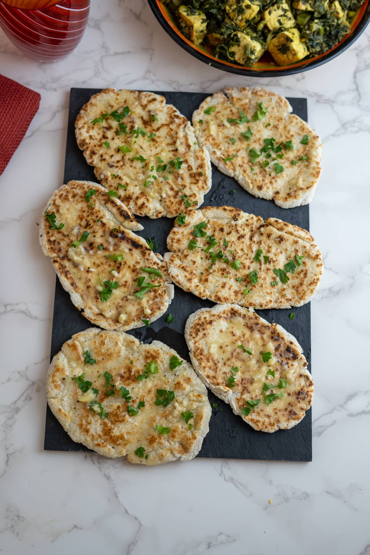 keto garlic naan bread on a plate